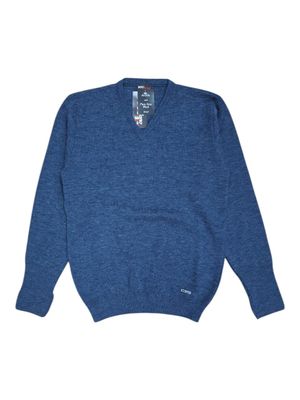 Dino Milano | Wool Blend V-neck Jersey | Pacific Blue