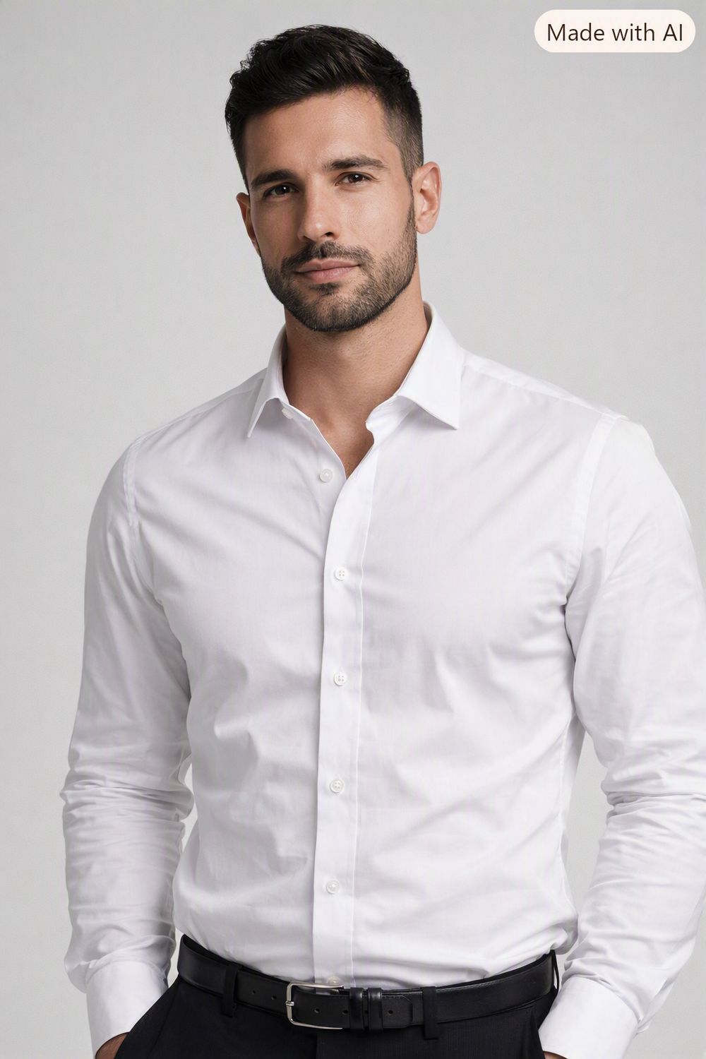 Carlo Galucci | Long Sleeve Shirt | Premium Cotton Blend | White