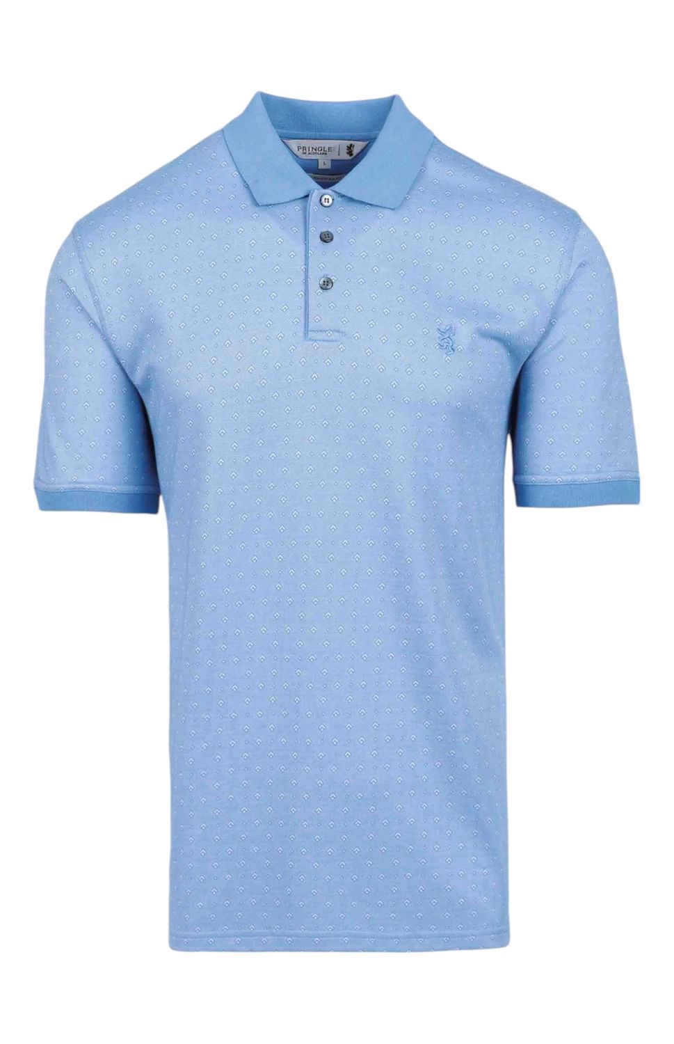Pringle | Matthew Micro-Geo Jacquard Golfer | Blue, Size: M.