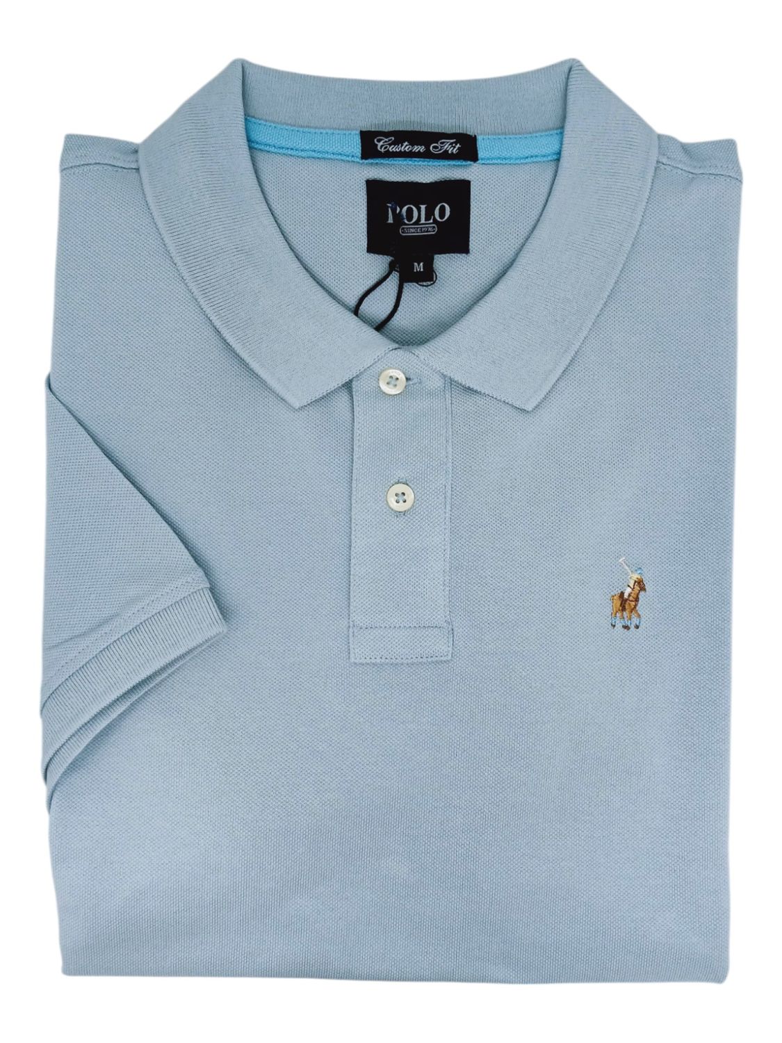 Polo | Carter Short Sleeve Pique Golfer | Light Blue, Size: 3XL
