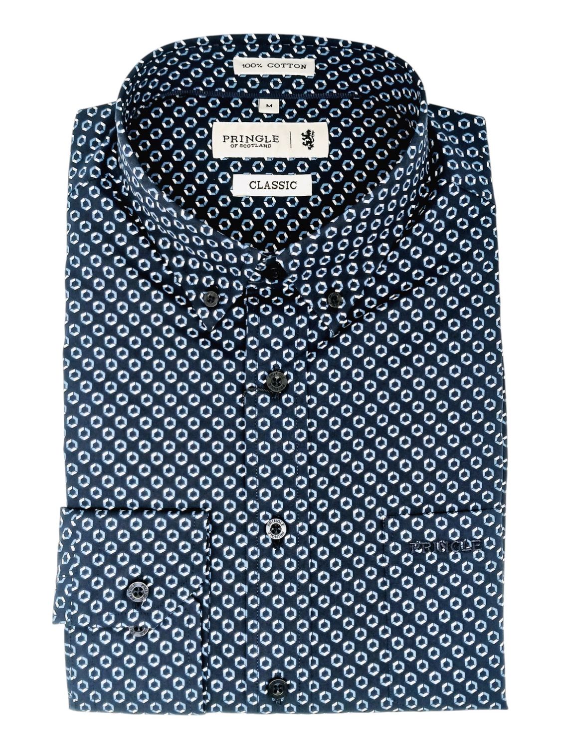 Pringle | Classic Long Sleeve Shirt | Barry | Navy, Size: M