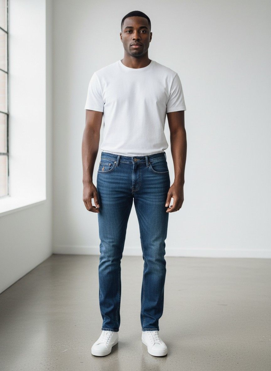 Polo | Denis Knitted Slim Leg Denim | Medium Wash, Size: 32W/32L