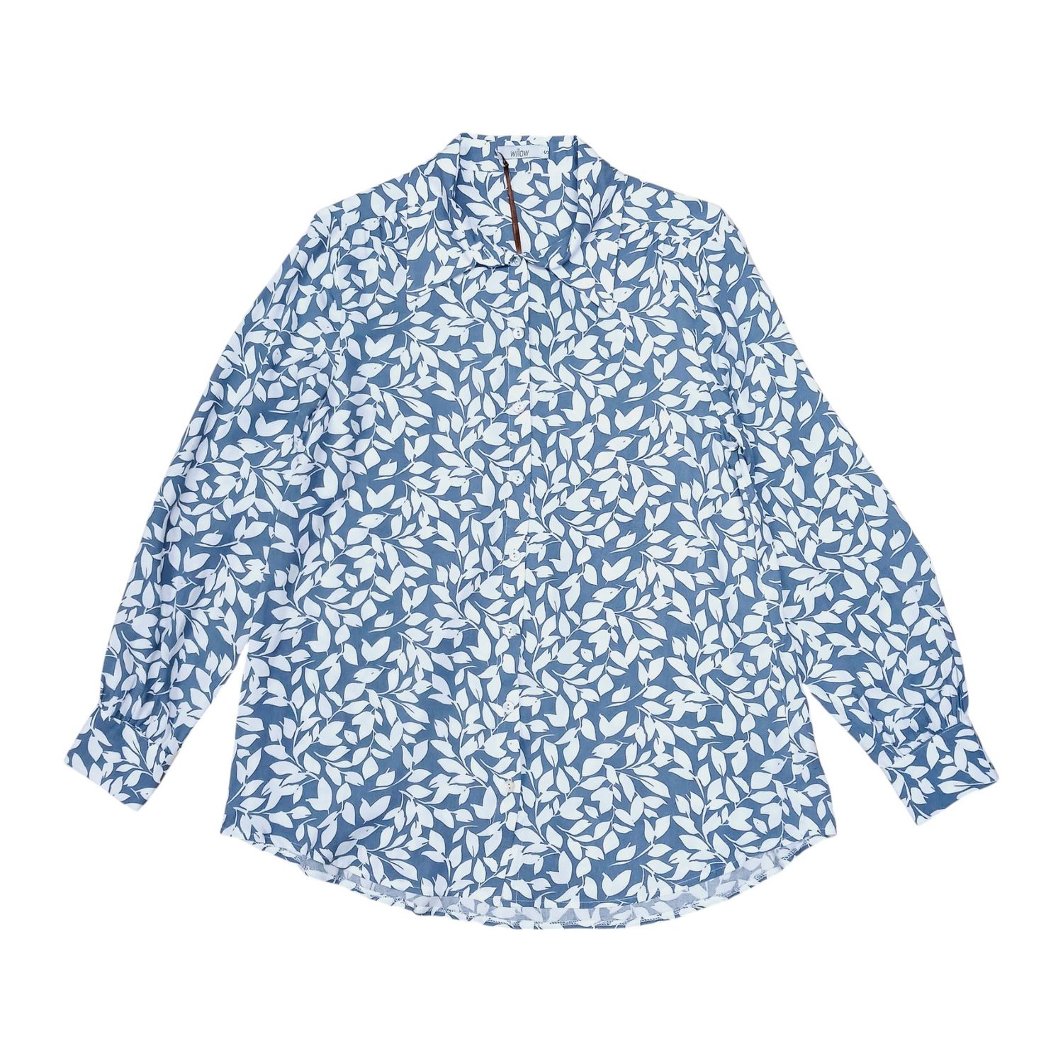 Willow | Isla Blouse | Blue Leaf Print, Size: S