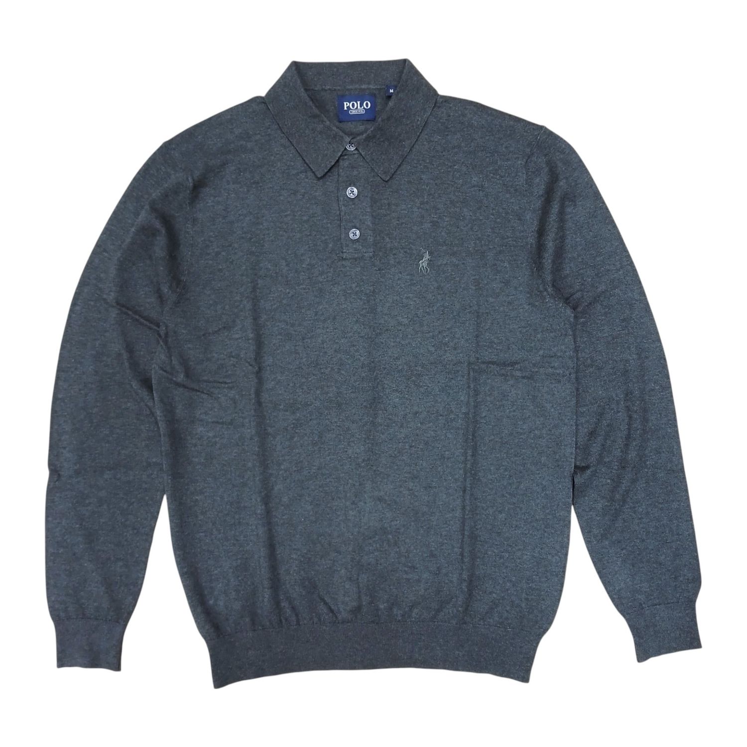 Polo | Long Sleeve Knitwear Golfer | Charcoal Melange, Size: M