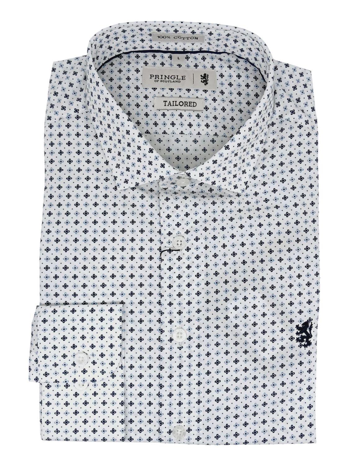 Pringle | Tailored Textured Long Sleeve Shirt | Larry | White, Size: S