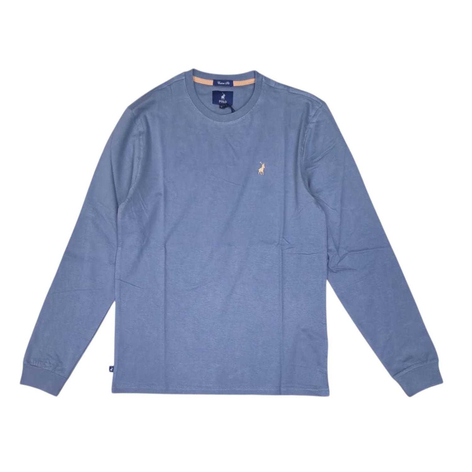 Polo | Paul Essential Long Sleeve Crew Neck | Blue, Size: M