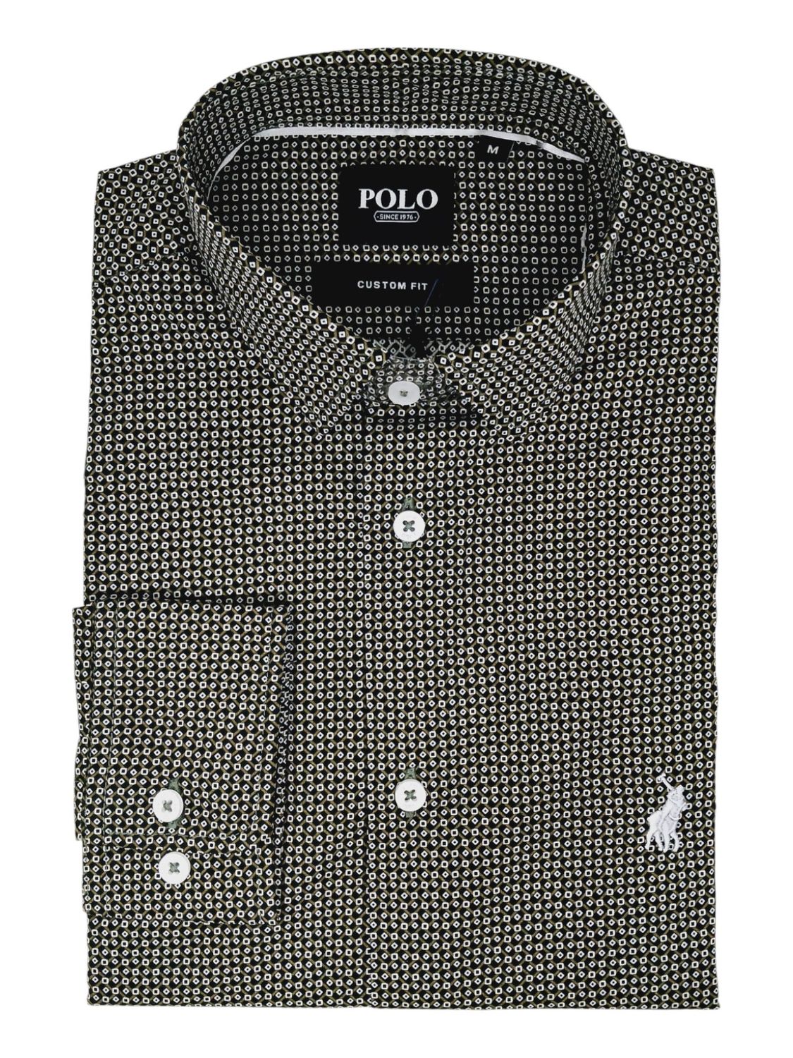 Polo | Ainsley Long Sleeve Shirt | Geometric Print | Brown, Size: M