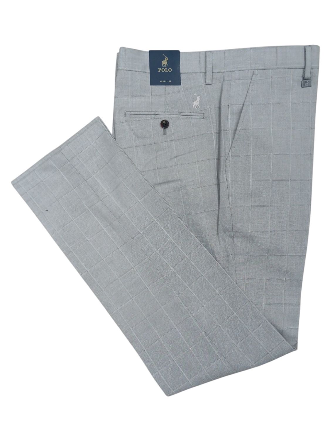 Polo | Bradley Custom Fit Trouser | Stone Check, Size: 32