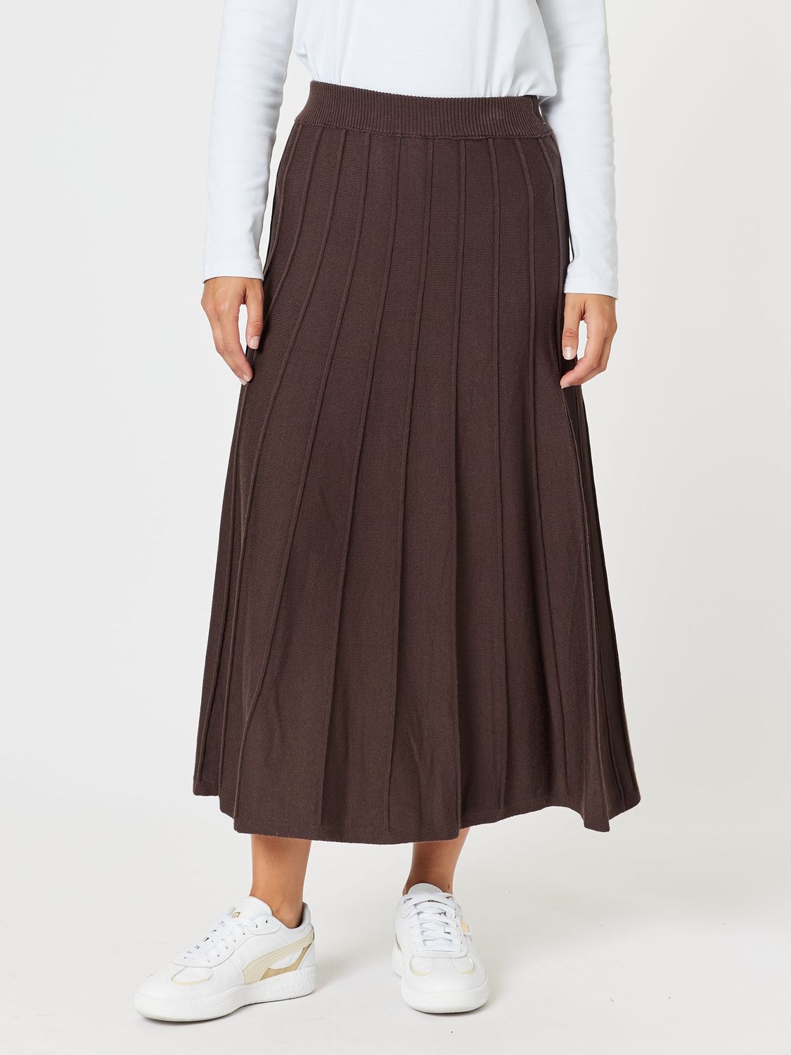 Gordon Smith | Kate Long Line Skirt | Chocolate, Size: XS