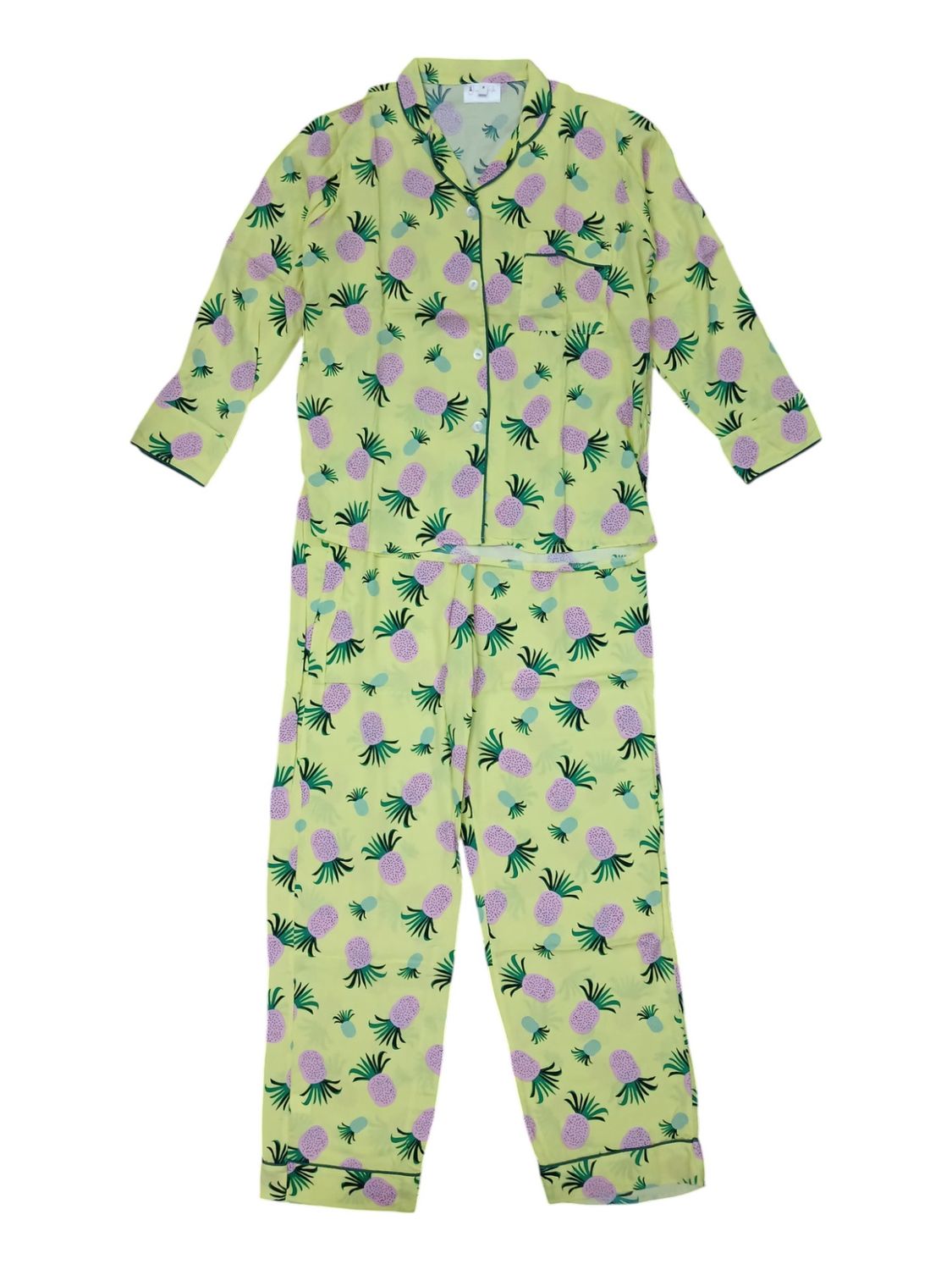 Jaime LaRobe  | Long Pajama Set | Pineapple Print, Size: S