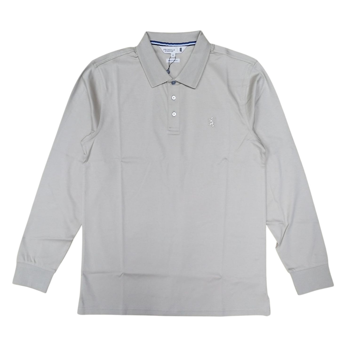 Pringle | Donald Long Sleeve Golfer | Stone, Size: M