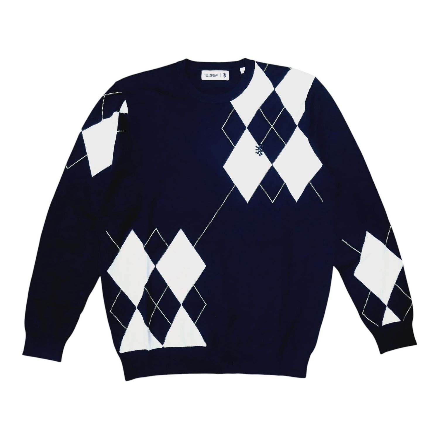 Pringle | Russell Cotton Argyle Sweater | Navy, Size: M