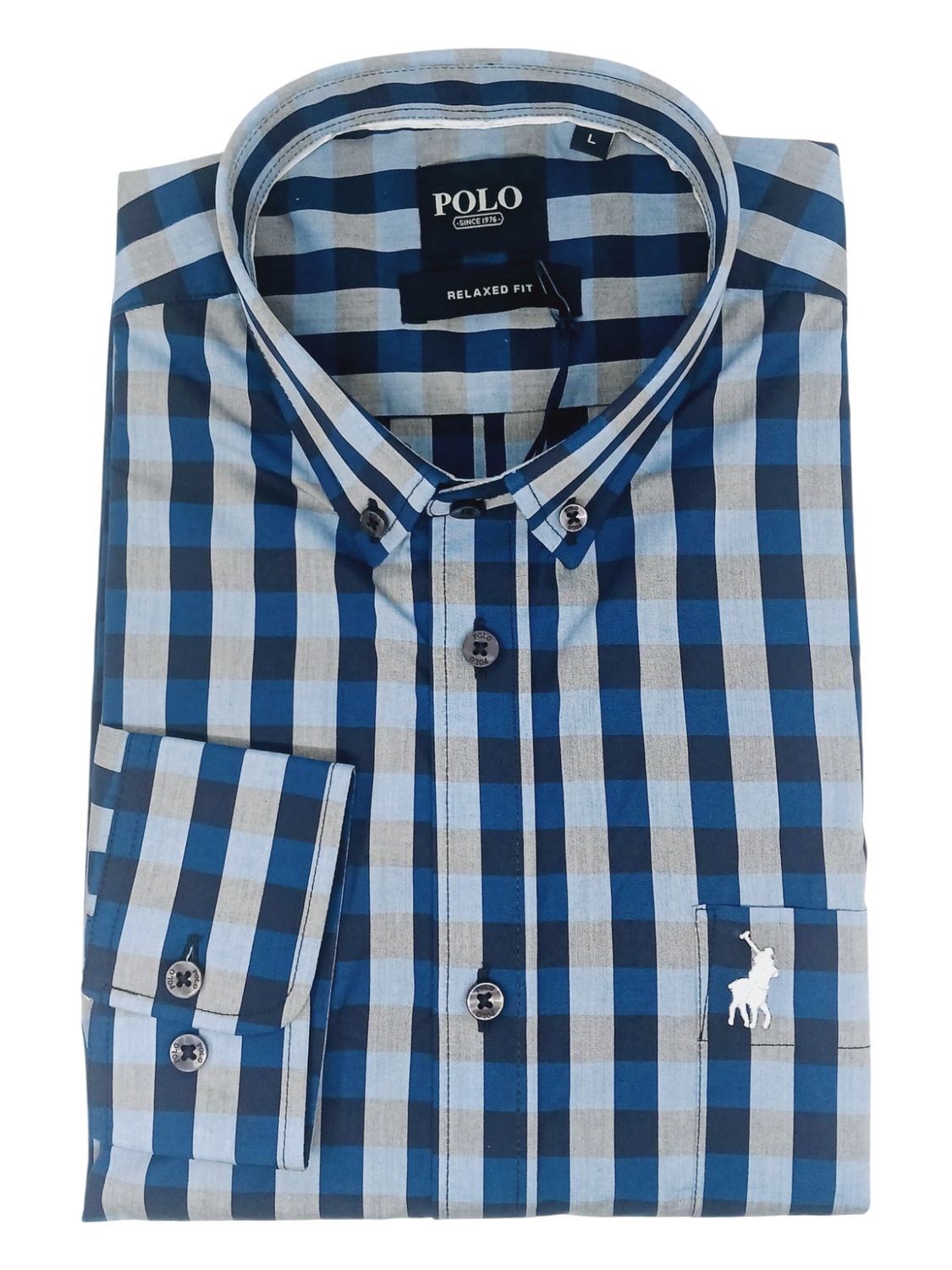 Polo | Faraday Easy Care Long Sleeve Shirt | Blue, Size: S