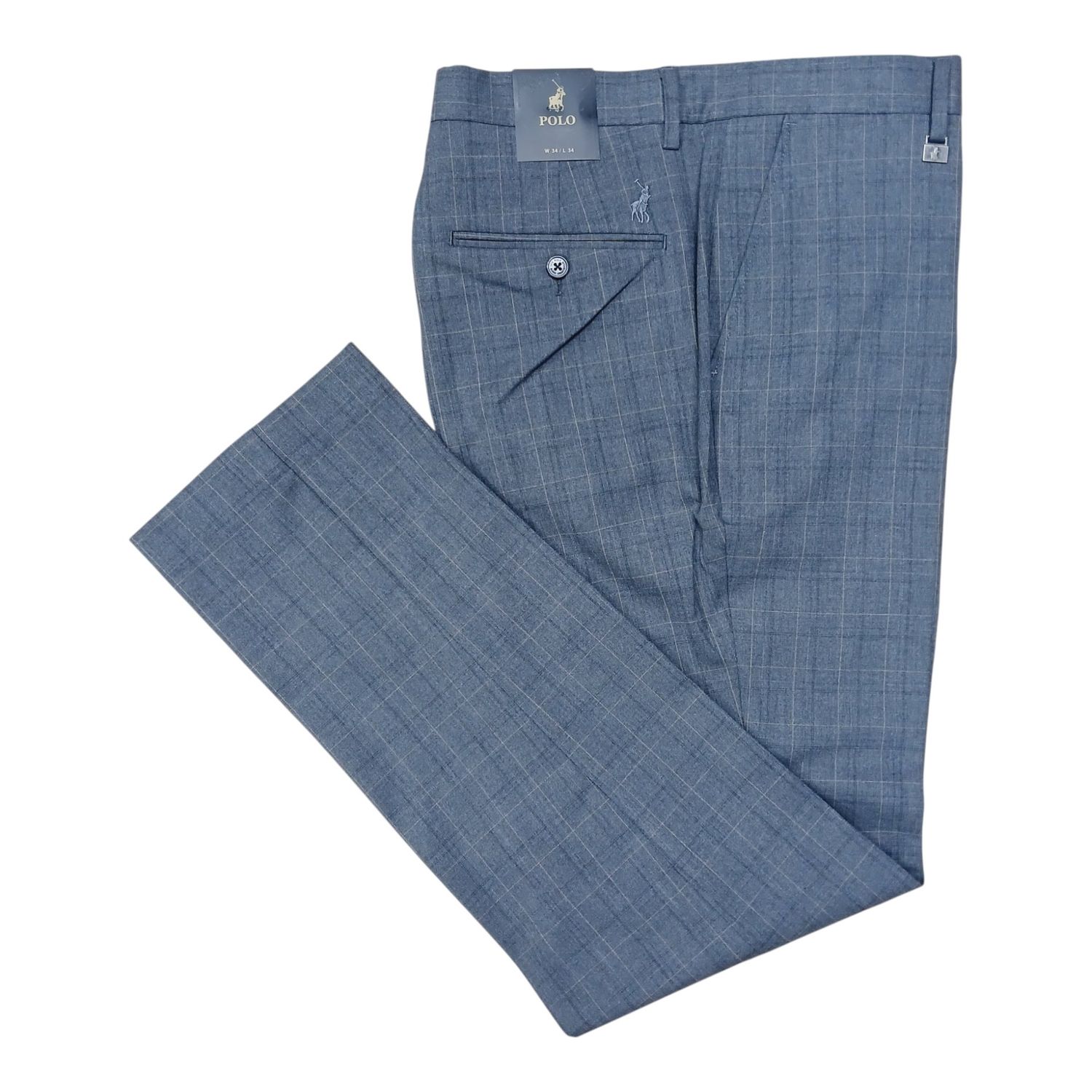Polo | Bradley Custom Fit Trouser | Grey Check, Size: 32