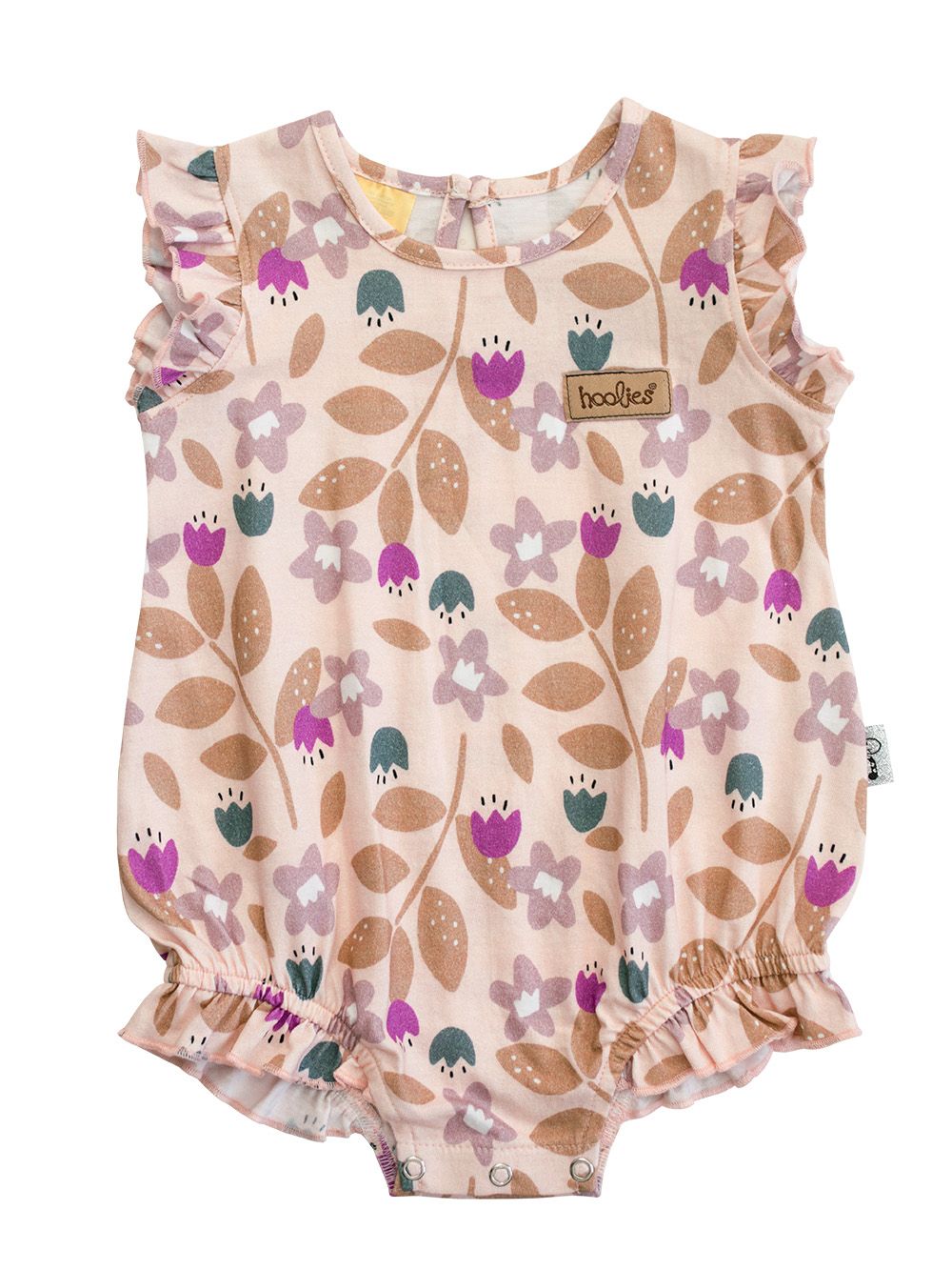 Hoolies | Floral Frilly Romper | Peach, Size: 2-3 years