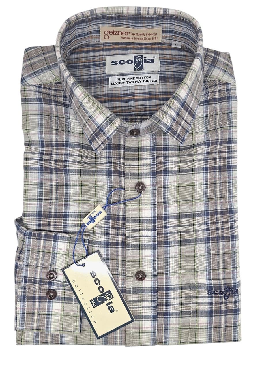 Scozia | Tailored Long Sleeve Shirt | Multi, Size: M