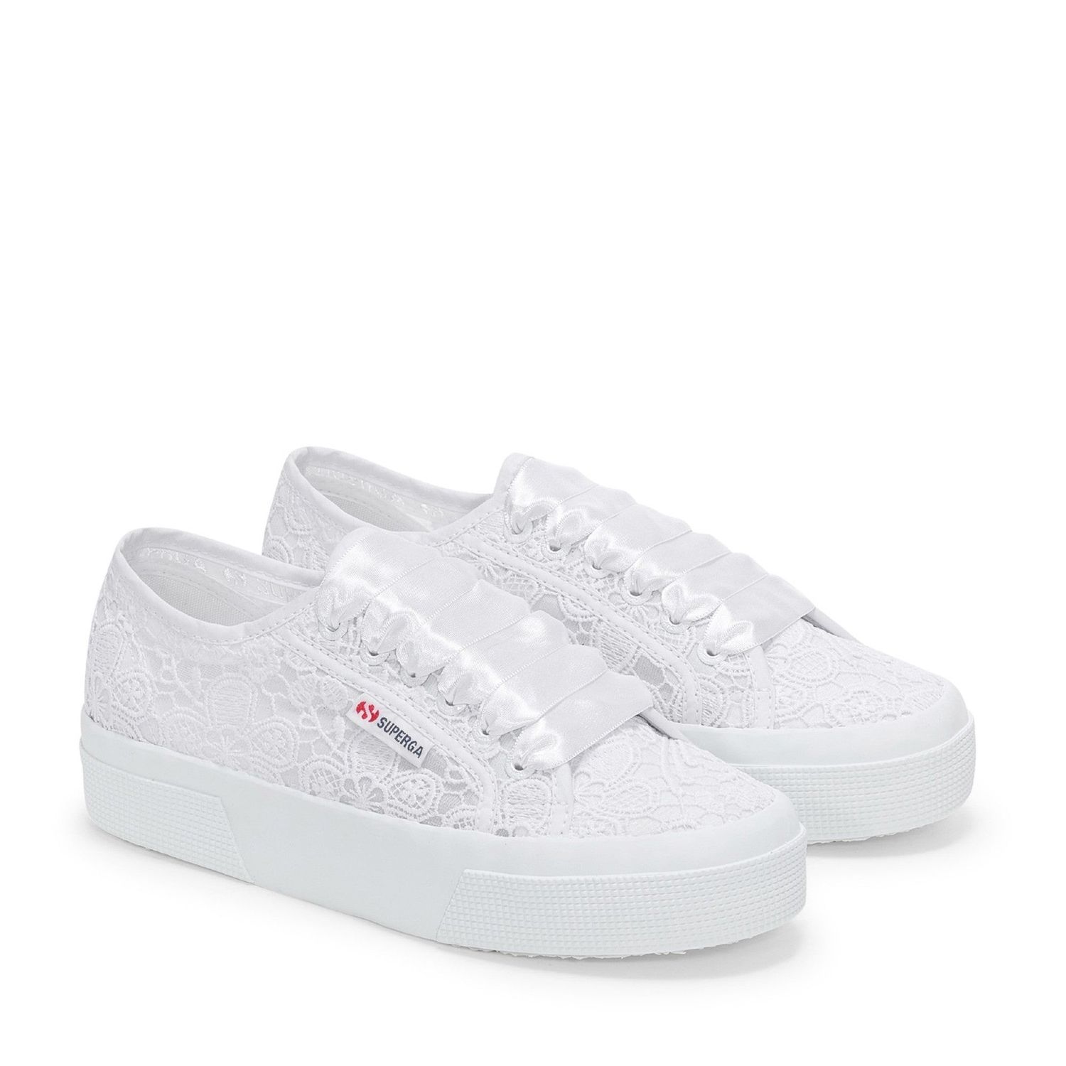 Superga | Flower Macrame Sneakers | Total White, Size: 5
