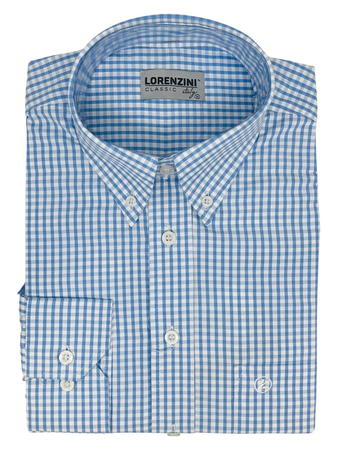 Lorenzini | Classic Long Sleeve Shirt | LO50/415 | Blue Check, Size: S