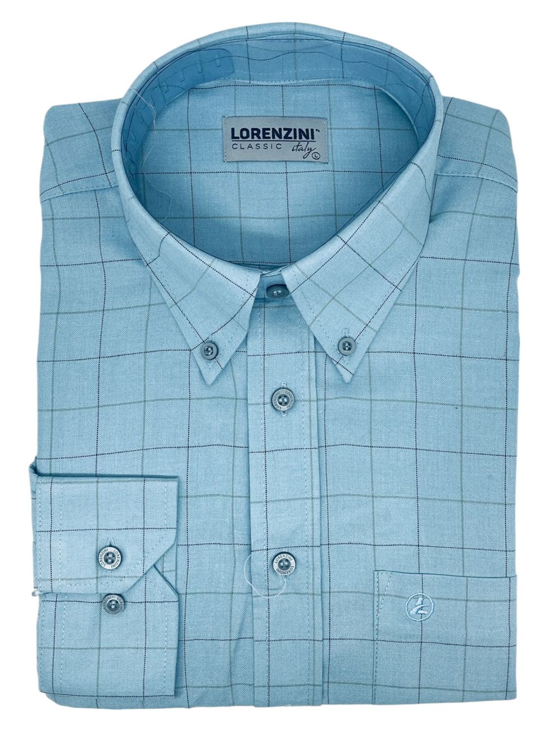 Lorenzini | Classic Long Sleeve Shirt | LO50/99 | Blue Check, Size: S