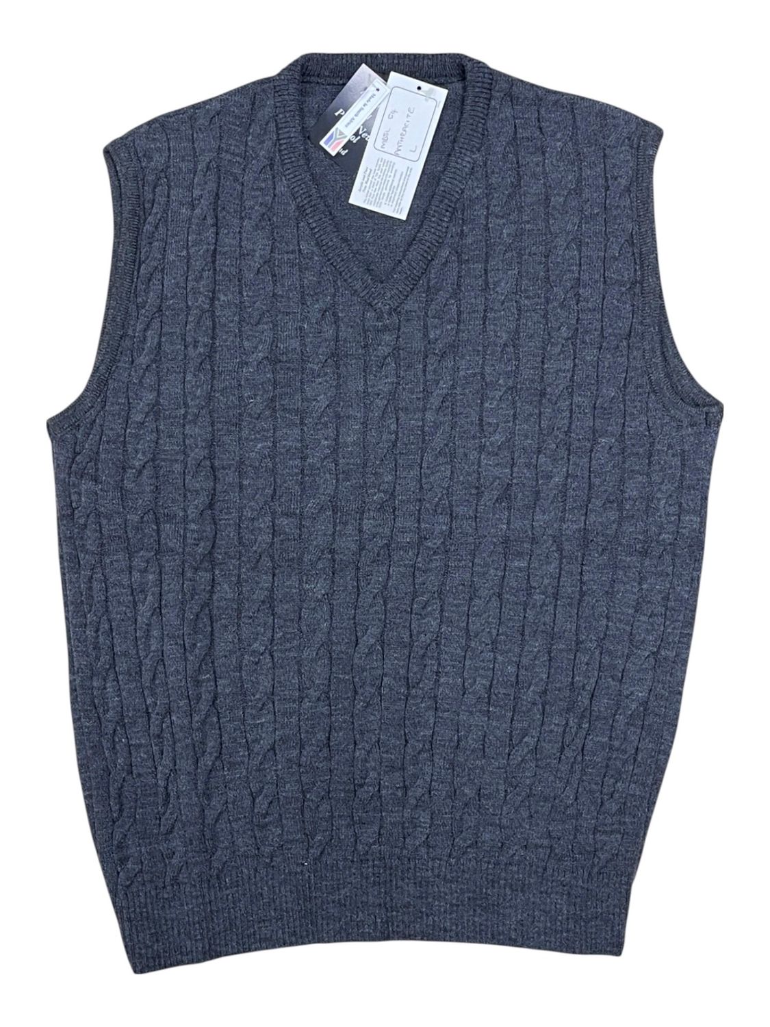 Dino Milano | Cable Knitted Sleeveless Pullover | Anthracite, Size: S