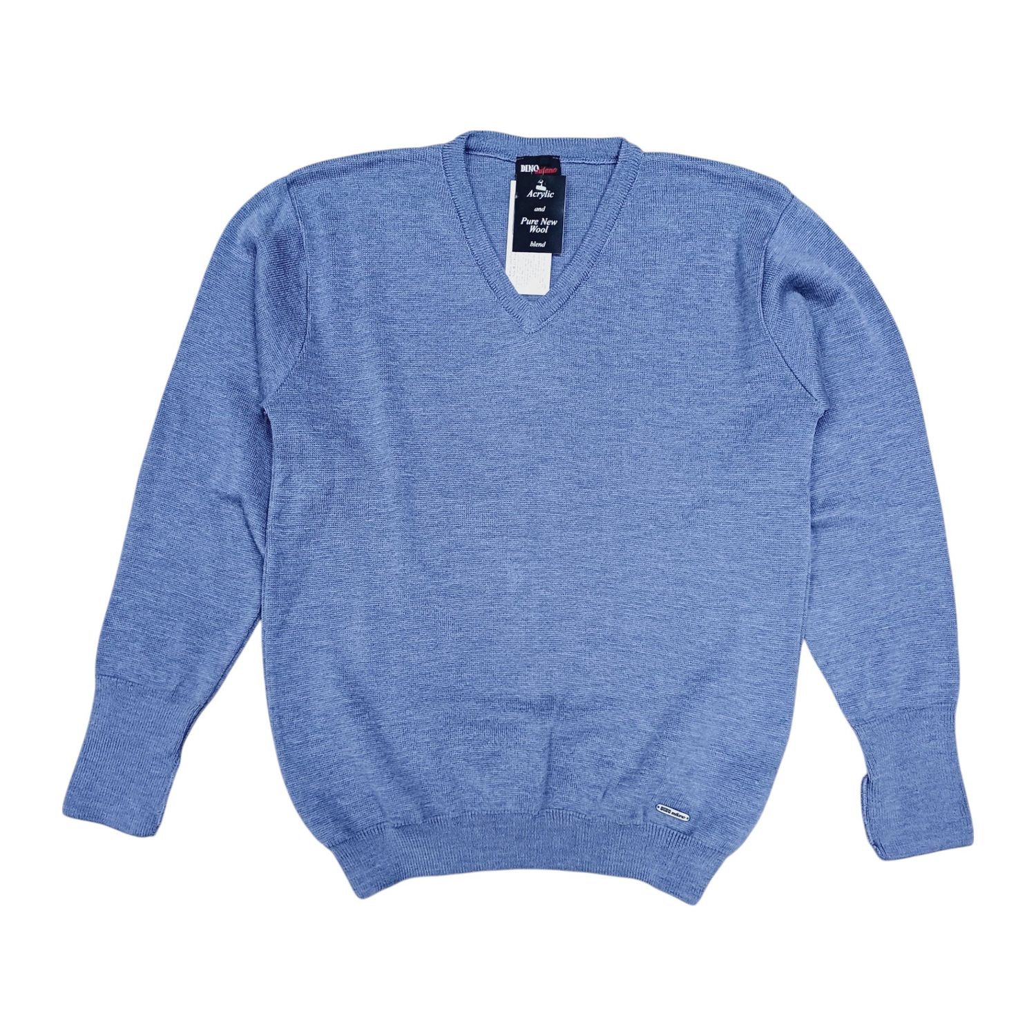 Dino Milano | Wool Blend V-neck Jersey | Denim, Size: S
