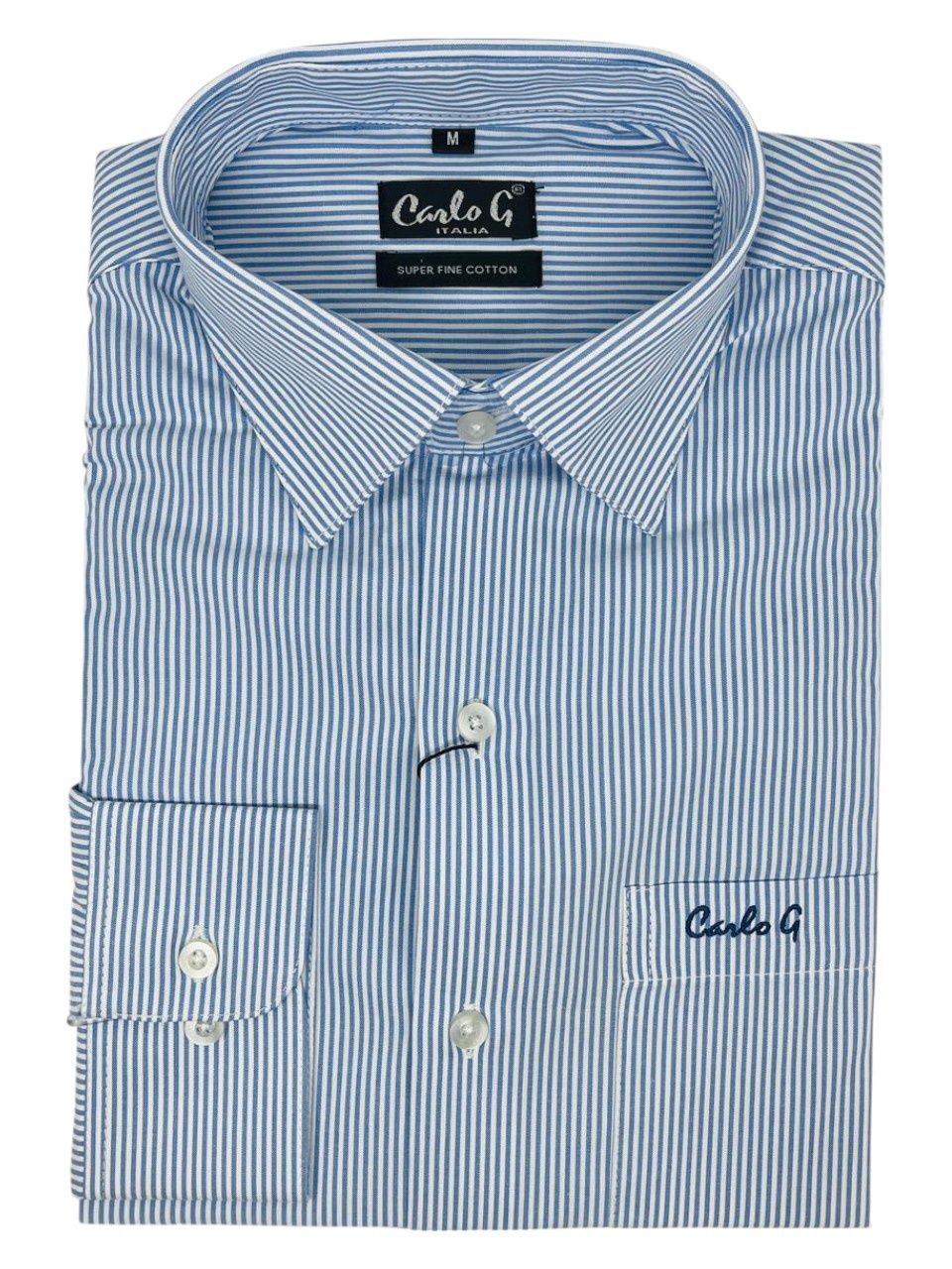 Carlo Galucci | Long Sleeve Shirt | Blue Stripe, Size: S
