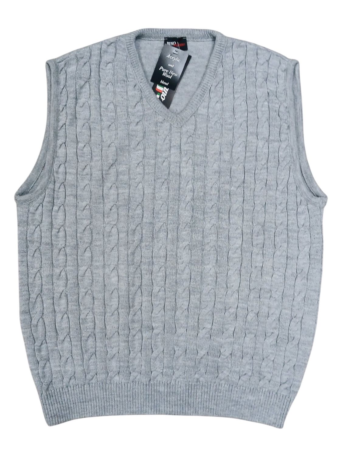 Dino Milano | Cable Knitted Sleeveless Pullover | Silver, Size: S