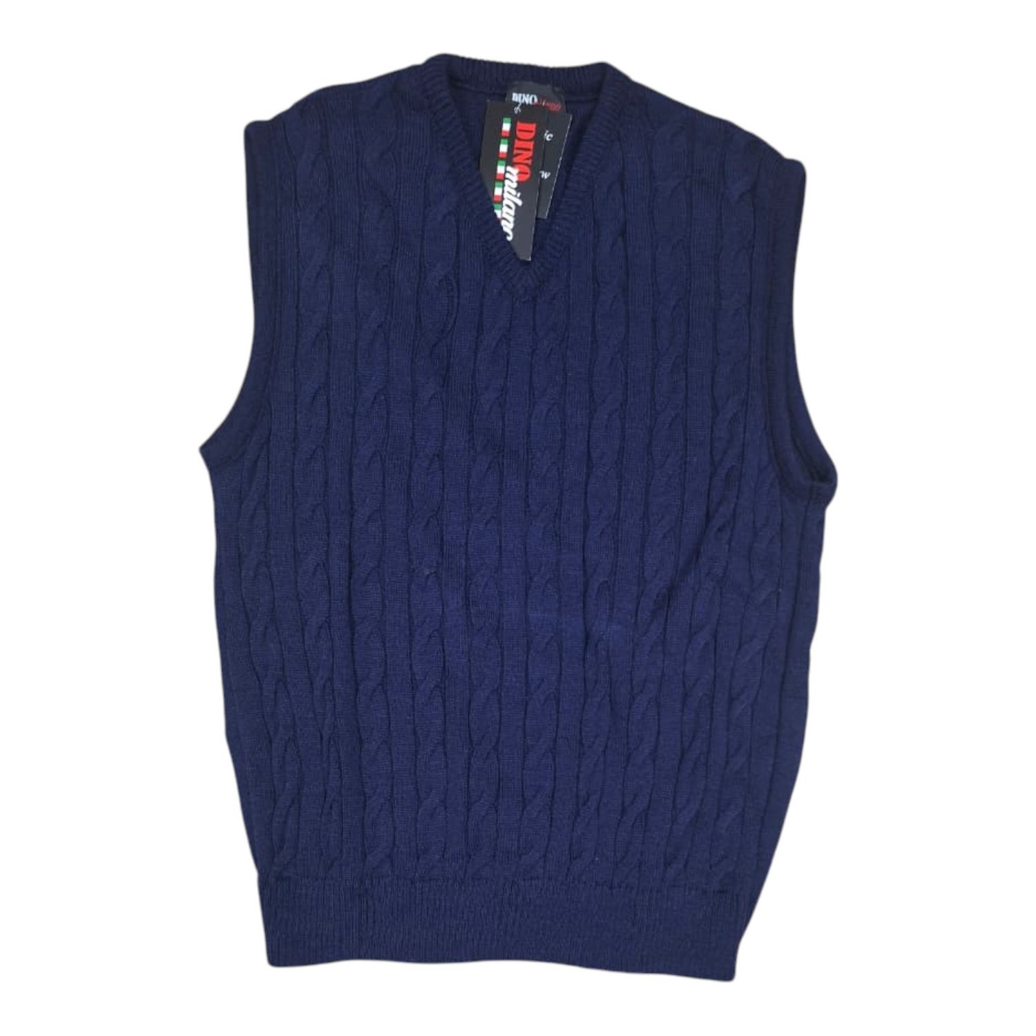 Dino Milano | Cable Knitted Sleeveless Pullover | Navy, Size: S