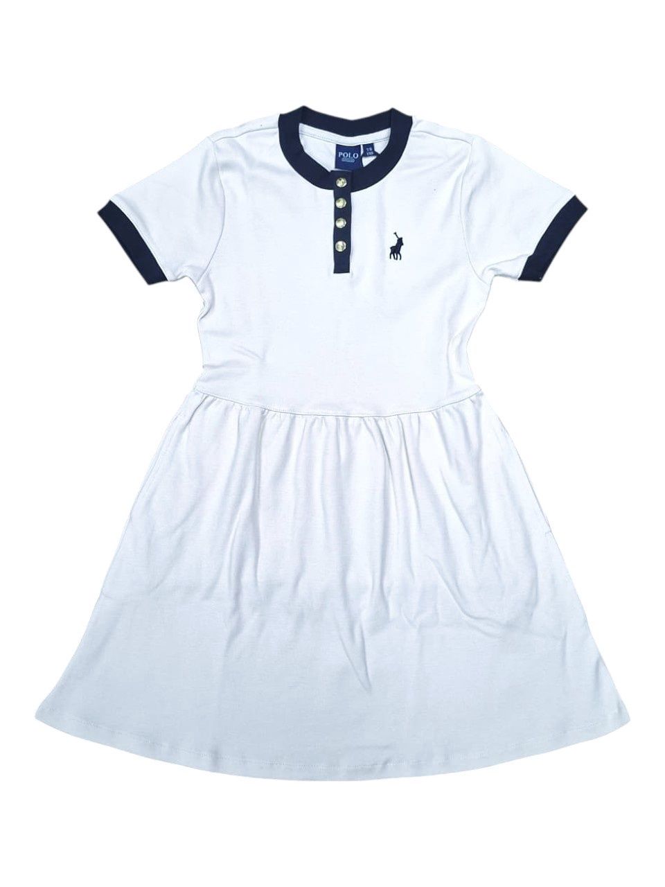 Polo | Girls Harper Short Sleeve Dress | Sand, Size: 2-3yrs