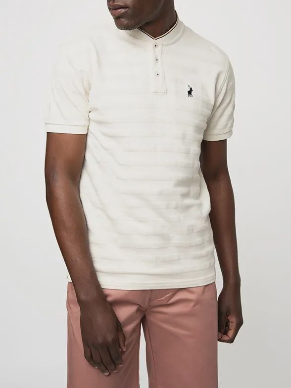 Polo | Jacquard Short Sleeve  Golfer | Stone, Size: M
