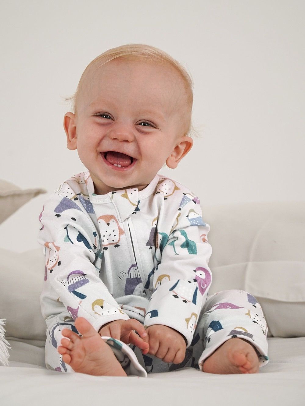 Hoolies | Penguins Cotton Lycra Onesie, Size: 3-6 months