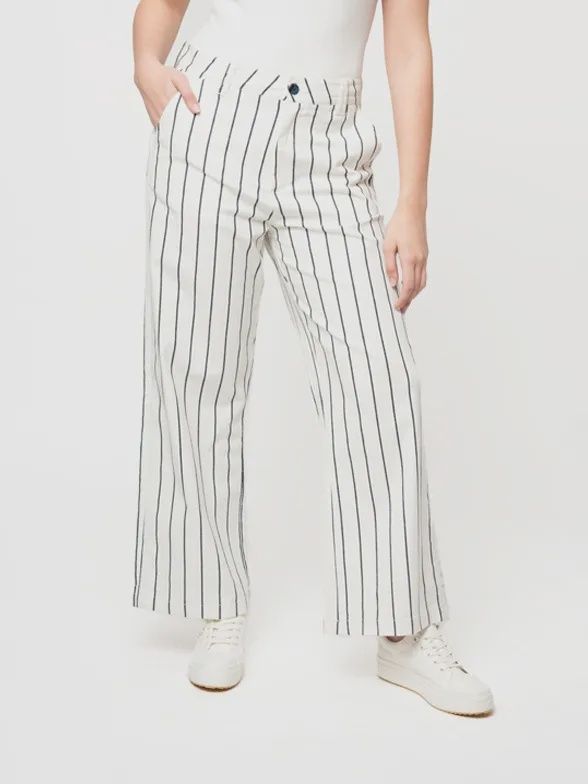 Polo | WMN Sarah Stripped Wide Leg Chino | Off White, Size: 30