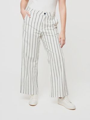 Polo | WMN Sarah Stripped Wide Leg Chino | Off White