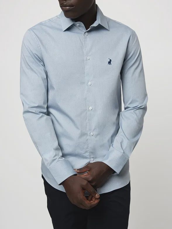 Polo | Printed Micro Geometric Shirt| Blue, Size: S