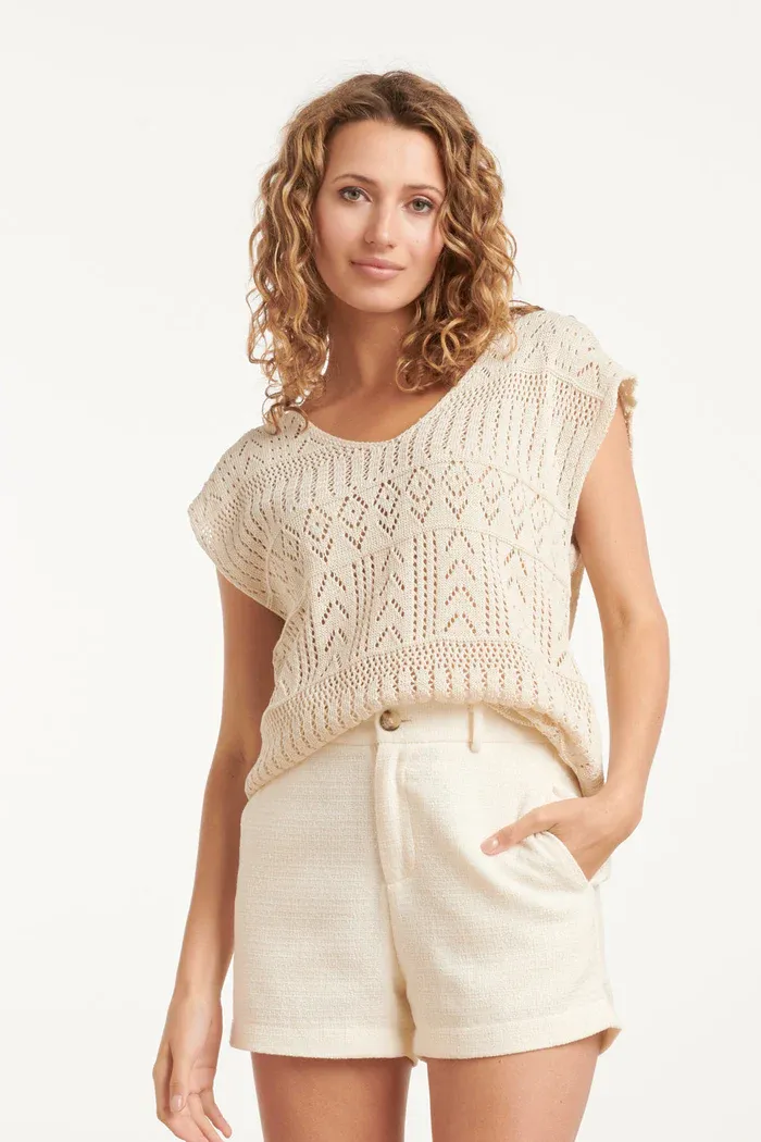 Smashed Lemon | Knit Top | Off-White, Size: S
