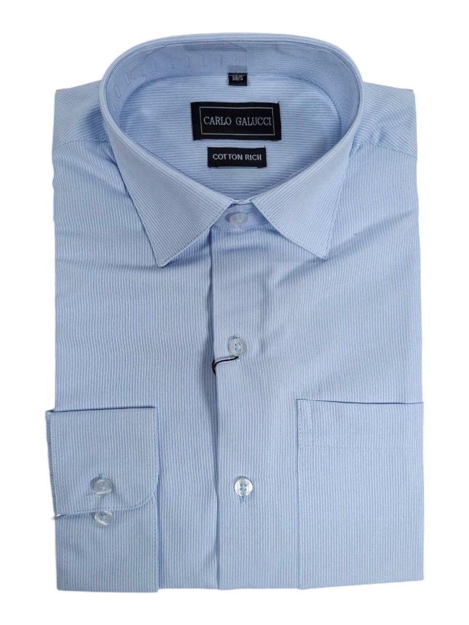 Carlo Galucci | Classic Long Sleeve Shirt CK1159 | Sky Self-Stripe, Size: 52