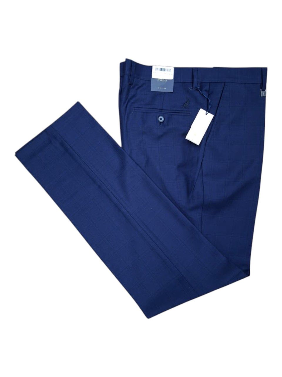 Polo | Custom Fit  Trouser | Navy Check