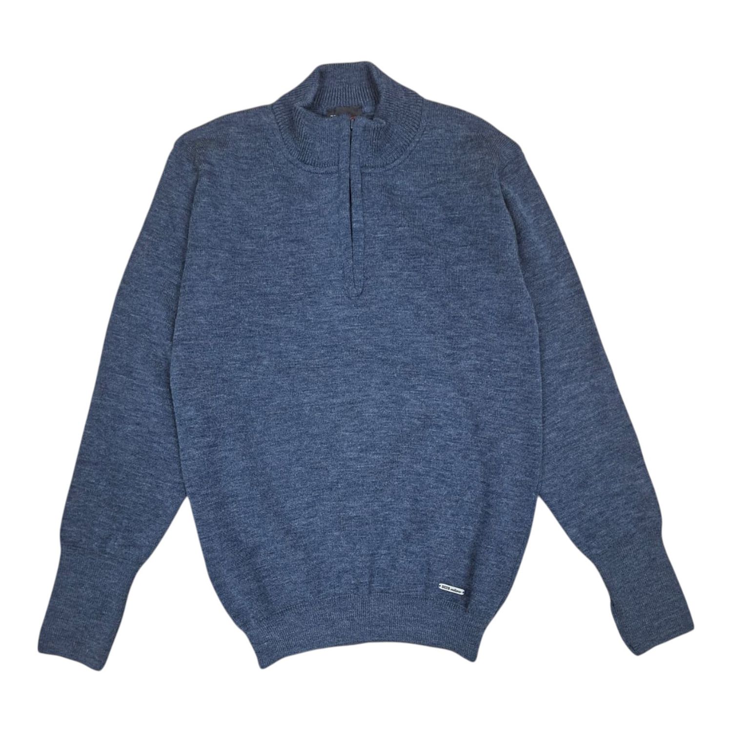Dino Milano | 1/4 Zip High-Collar Sweater | Pacific Blue, Size: S