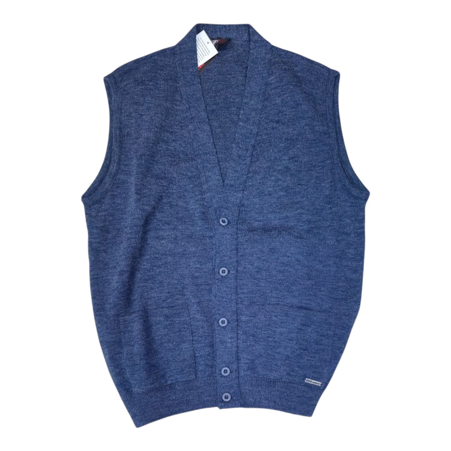 Dino Milano | Knitted Waistcoat With Pockets | Pacific Blue, Size: S