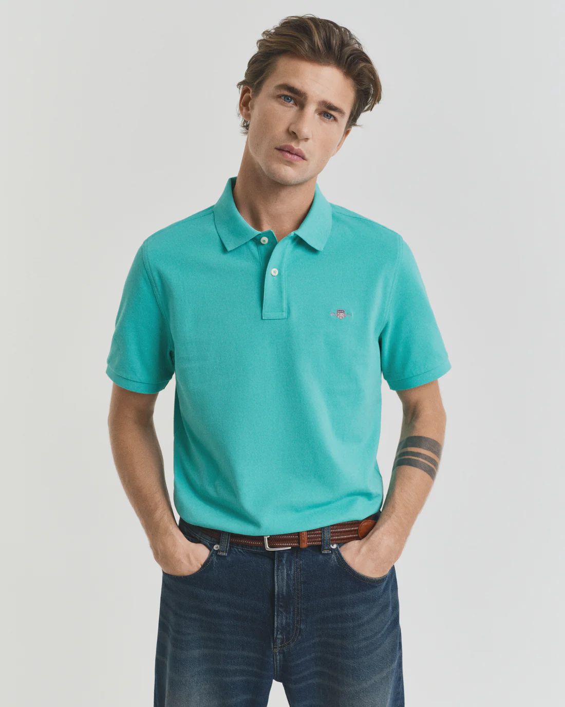 Gant | Regular Shield Pique Golfer | Turquoise, Size: M