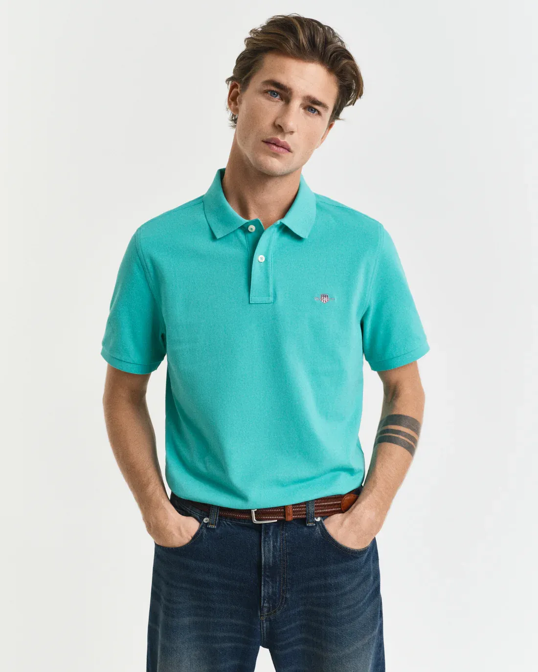 Gant | Regular Shield Pique Golfer | Turquoise, Size: M