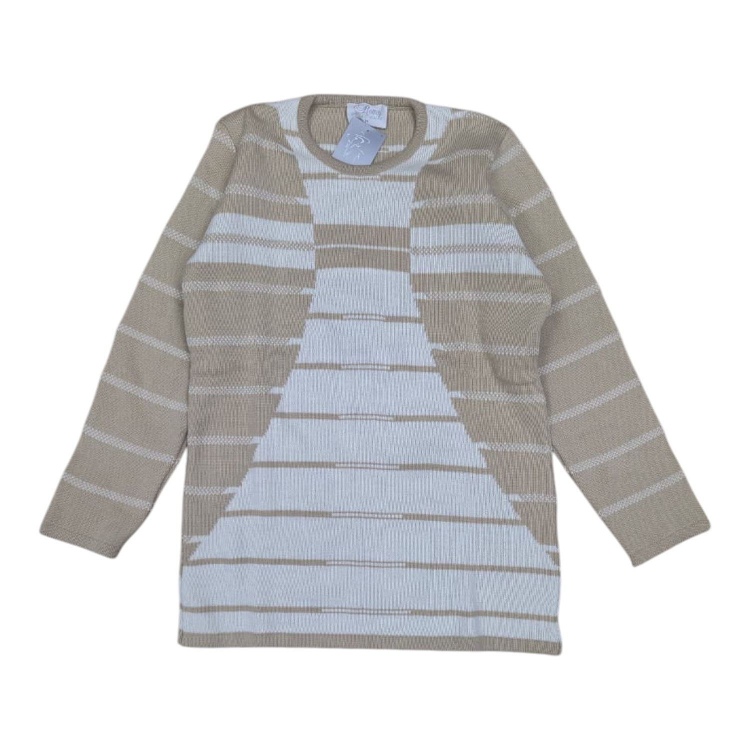 Romy | Geometric stripe pullover LP4301 | Stone, Size: S