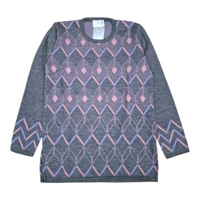 Romy | Patterned long knit pullover LP4306  | Charcoal