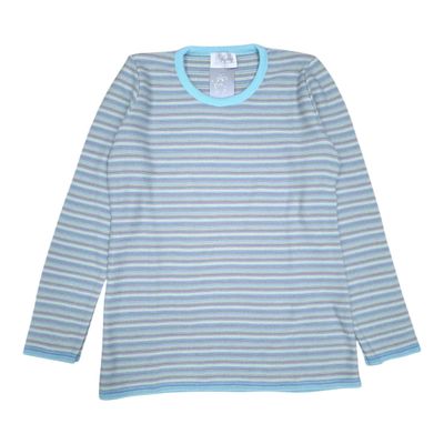 Romy | Stripe long sleeve knit pullover P4343 | Aqua