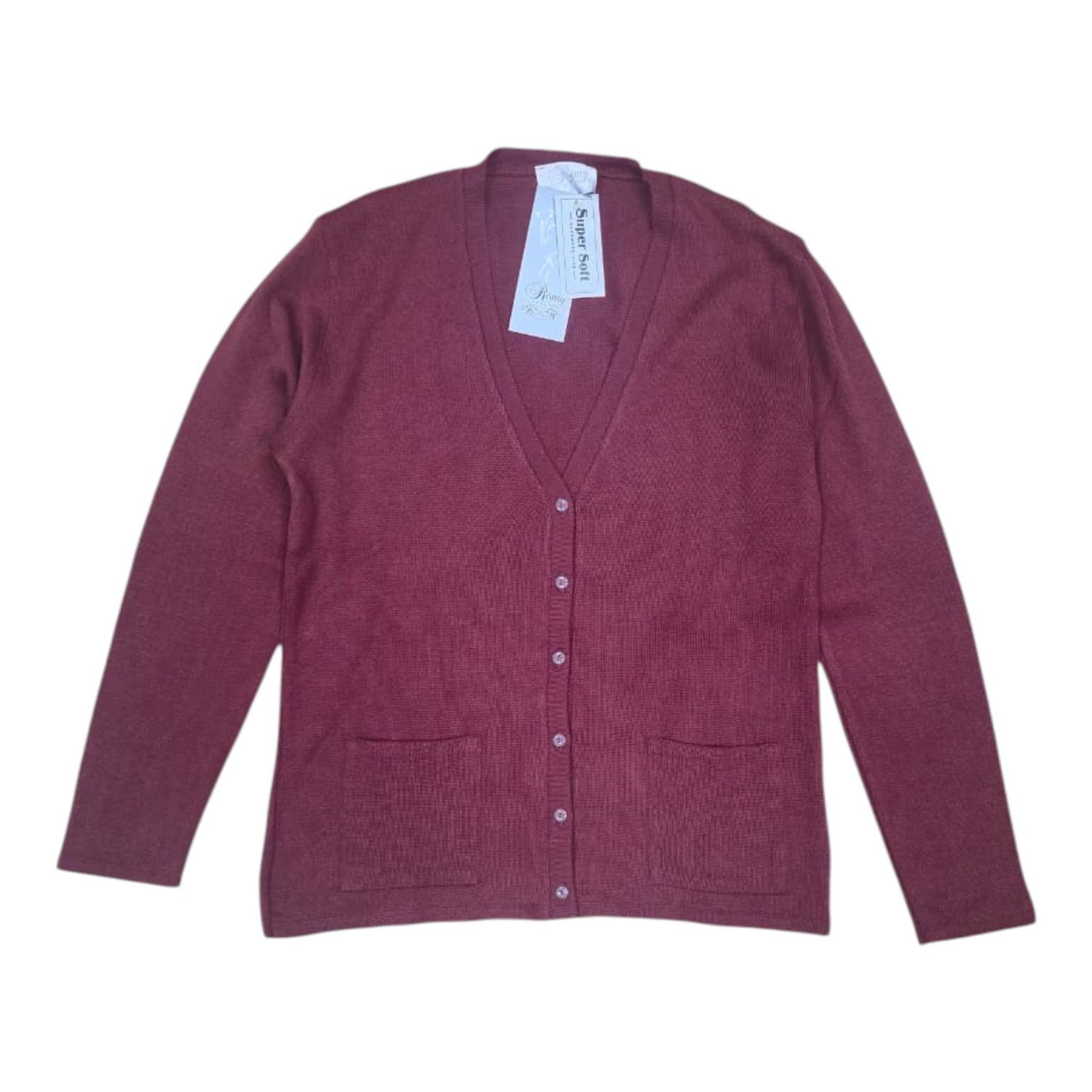 Romy | Button Front Cardigan C3014 | Wine, Size: S