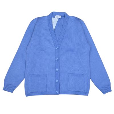 Romy | Ribbed trim v-neck cardigan C1800 | Periwinkle