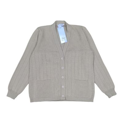 Romy | Ribbed button front v-neck cardigan C905 | Stone