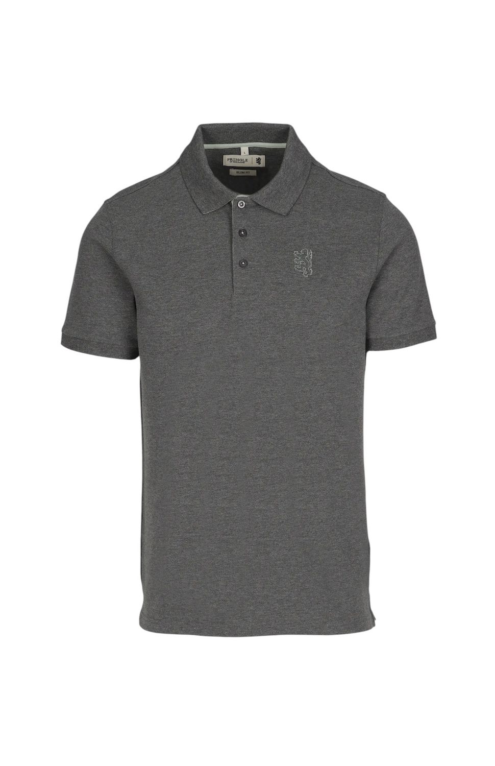 Pringle | Aiden Slim Fit Pique Golfer | Charcoal