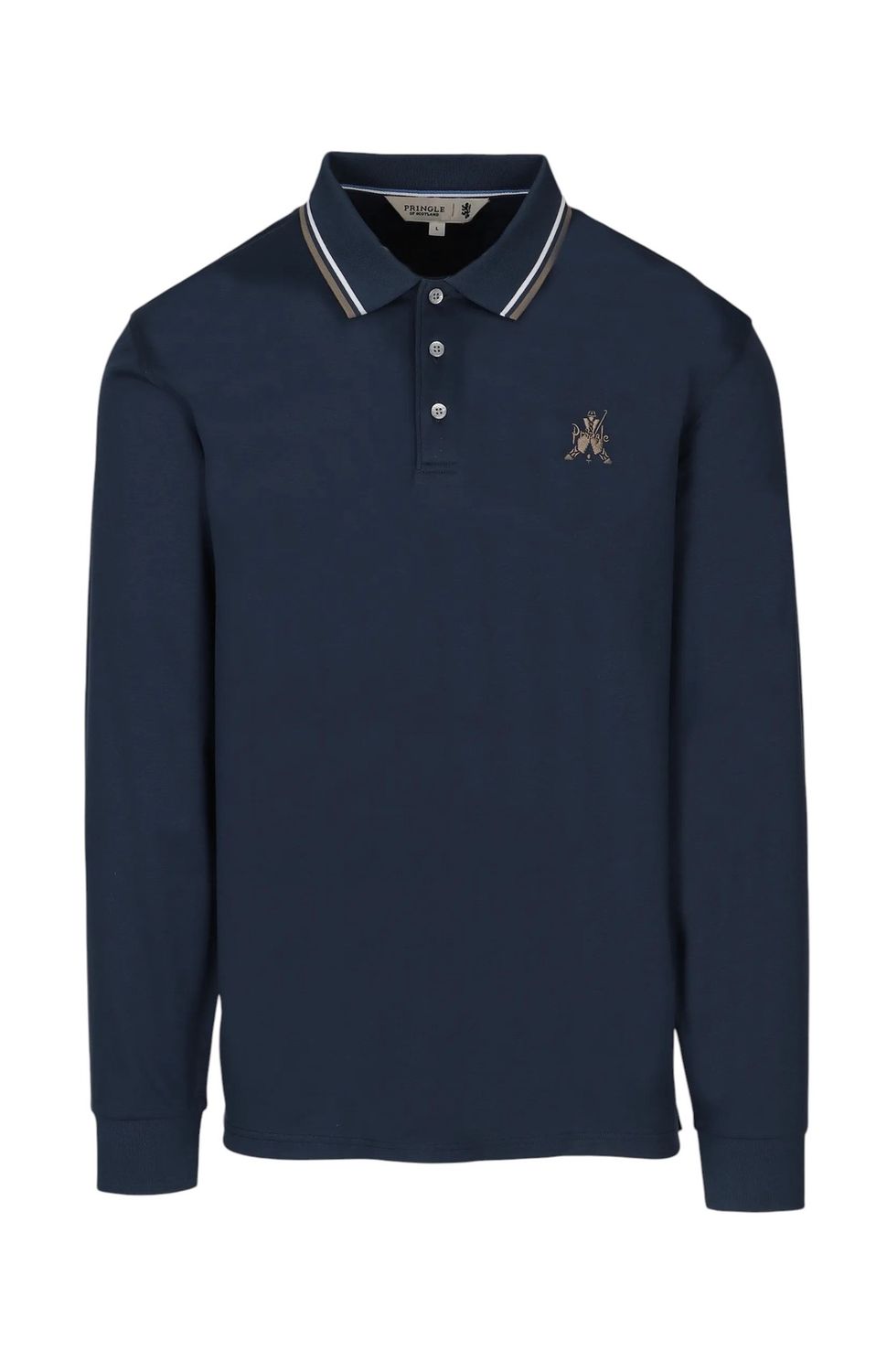Pringle | Edward Long Sleeve Golfer | Mid Blue