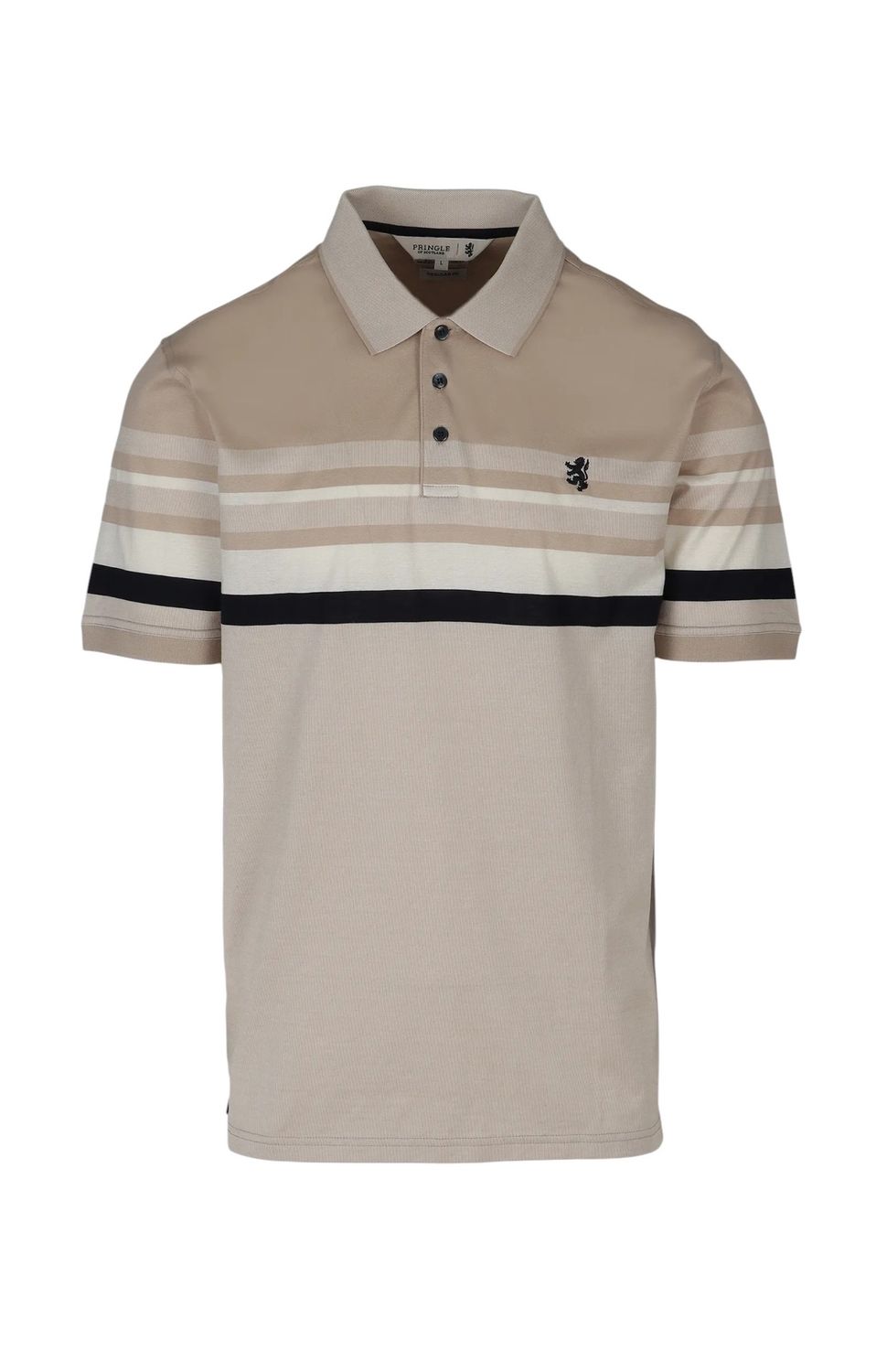 Pringle | Justin Stripe  Mercerised Golfer | Stone